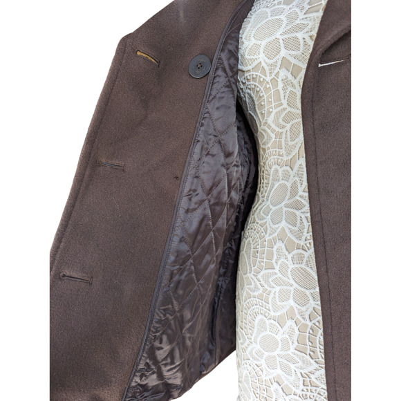 L.L. Bean Lambs Wool Peacoat Brown 14 - Picture 6 of 10